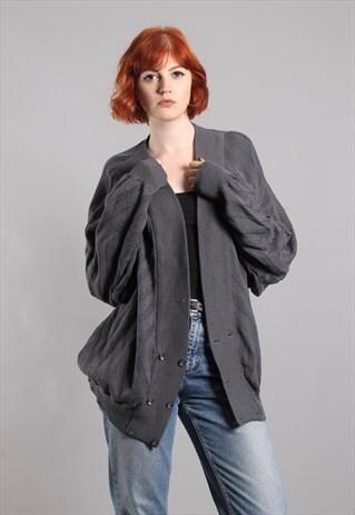 VINTAGE 80S STRIPE TEXTURED BATWING OVERSIZE CARDIGAN
