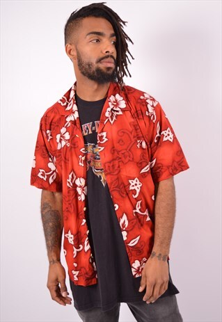 VINTAGE BURTON HAWAIIAN SHIRT SHORT SLEEVE RED