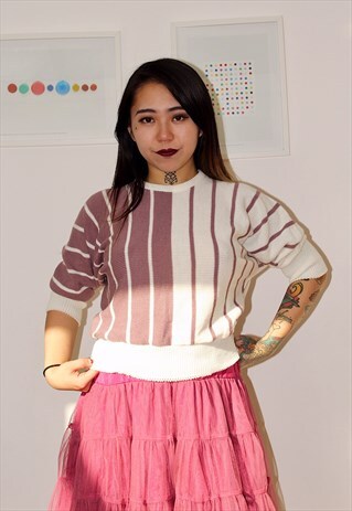 80S GEOMETRIC BATWING SLEEVES JUMPER
