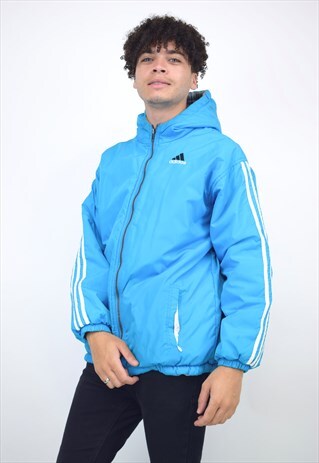 VINTAGE 90S ADIDAS REVERSIBLE BLUE GREY JACKET