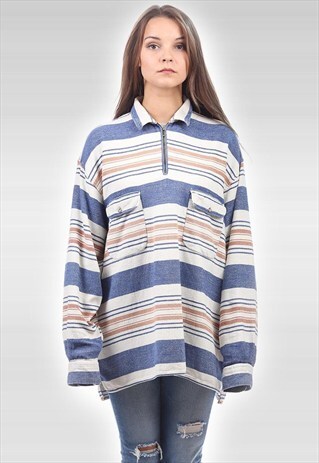 VINTAGE FLANNEL HALF ZIP SHIRT SWEATER