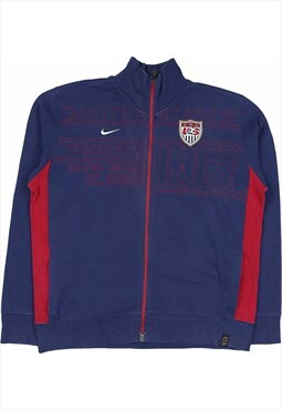 Vintage 90's Nike Fleece USA Soccer Zip Up Blue,