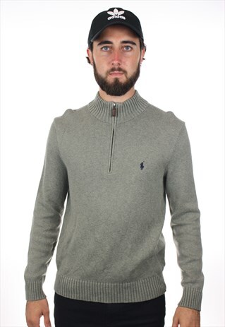 VINTAGE RALPH LAUREN 1/4 ZIP KNITTED SWEATSHIRT JUMPER