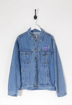 Vintage lee embroidered denim jacket mid blue xl BV8684