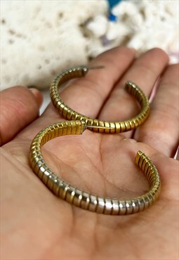 1980's Snake Chain Hoops in Gold and Silver
