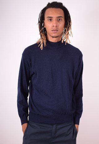 BENETTON MENS VINTAGE JUMPER SWEATER LARGE NAVY 90S