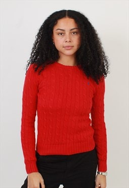 Women's Vintage Polo Ralph Lauren Red Cable Knit Sweater