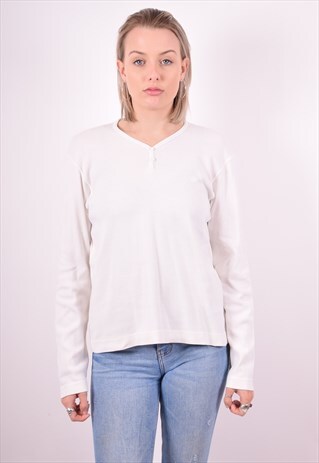 LEE WOMENS VINTAGE TOP LONG SLEEVE XL WHITE 90'S