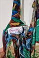VINTAGE 90'S DARK TROPICAL PRINT STRAP DRESS