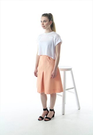 PEACH RETRO SKIRT / HIGH WAISTED MIDI SKIRT