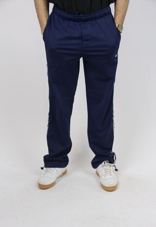 VINTAGE NIKE NAVY STRIPED 90'S TRACKSUIT BOTTOMS