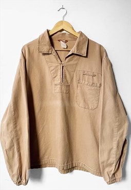 Vintage Cotton Herringbone Smock  Shirt