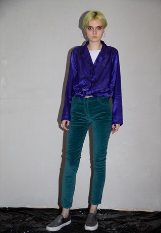 VINTAGE SLIM FIT TURQUOISE / GREEN VELVET TROUSERS