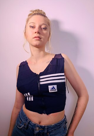 REWORKED ADIDAS VEST CROP TOP