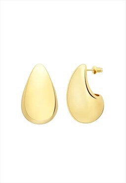Gold Hollow Teardrop Earrings