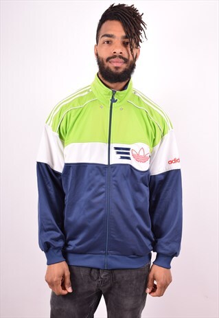 ADIDAS MENS VINTAGE TRACKSUIT TOP JACKET LARGE MULTI 90S