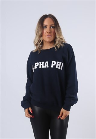 SWEATSHIRT JUMPER ALPHA PHI OVERSIZED VINTAGE UK 12 (EABH)