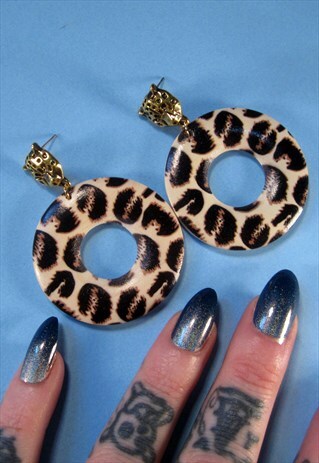 LEOPARD STUD AND HOOP KITSCH FESTIVAL EARRINGS