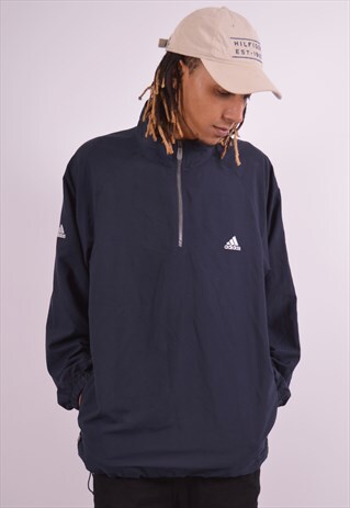 VINTAGE ADIDAS PULLOVER TRACKSUIT TOP BLUE