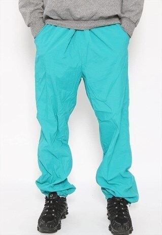 VINTAGE FILA LOGO TRACK BOTTOMS TROUSERS BLUE