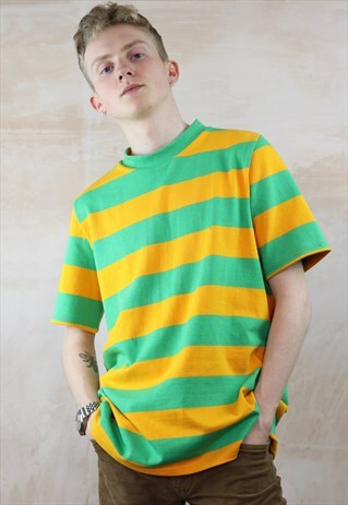 GREEN N GOLD STRIPED SHORT SLEEVED TOP