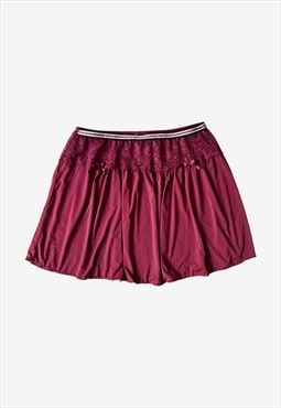 Vintage Y2K 00s Mini Skirt lace floaty Burgundy Red