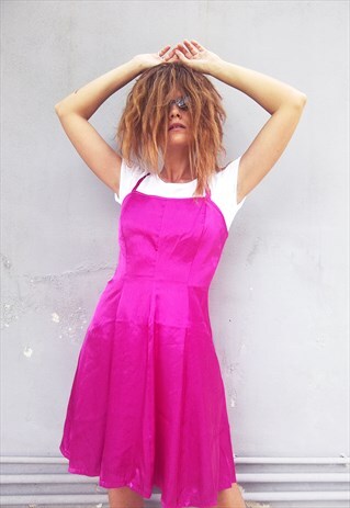 VINTAGE 90S SATIN SLIP DRESS IN PINK
