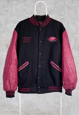 Vintage Leather Wool Varsity Jacket JBS Apparel Black Red