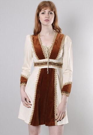 VINTAGE 90S VELVET BRAID COUNTRY STYLE SUMMER FESTIVAL DRESS