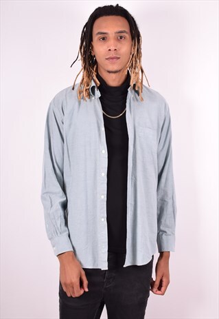 YVES SAINT LAURENT MENS VINTAGE SHIRT LARGE BLUE 90S