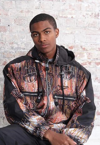 VINTAGE REEBOK LOGO JACKET BLACK WHITE