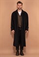 Vintage 80's Men Long Wool Coat in Dark Grey