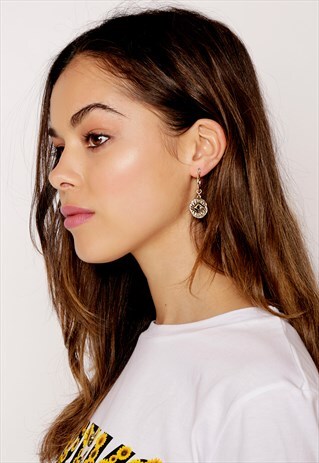 EVIL EYE DROP EARRINGS IN GOLD COLOUR