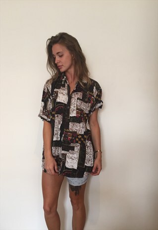 CRAZY PATTERNED VINTAGE RETRO FESTIVAL OVERSIZED SHIRT