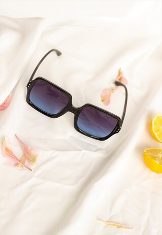 BLACK OVERSIZED ROUNDED SQUARE SUNGLASSES