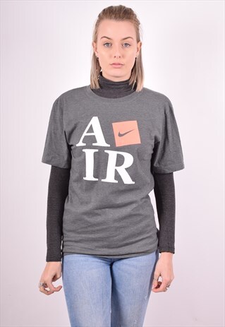 NIKE WOMENS VINTAGE T-SHIRT TOP SMALL GREY 90S