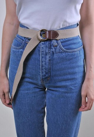 VINTAGE OVERSIZE WOMEN BEIGE MINIMALIST COTTON BELT M
