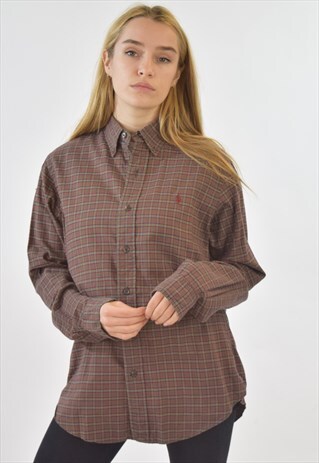 VINTAGE GREEN RALPH LAUREN CHECK OXFORD SHIRT