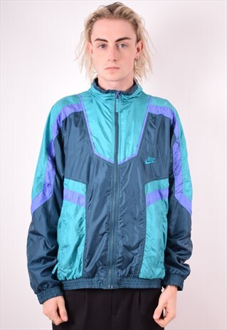 NIKE MENS VINTAGE TRACKSUIT TOP JACKET LARGE BLUE 90S