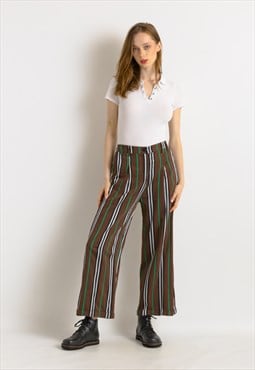 Alysi MAXI TAILORED TROUSERS Straight Striped Pants 7537