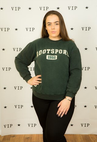 VINTAGE GREEN & WHITE ROOTSPORT 1992 SWEATSHIRT JERSEY