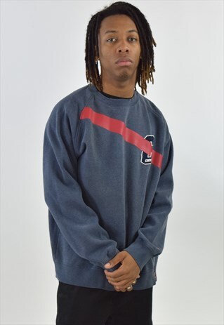 VINTAGE 90S BLUE GREY RED NIKE CORTEZ SWEATSHIRT