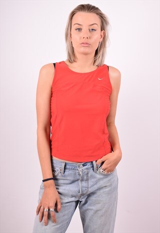 NIKE WOMENS VINTAGE VEST TOP LARGE RED 90'S