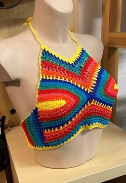 Handmade multicolour crochet bralet top