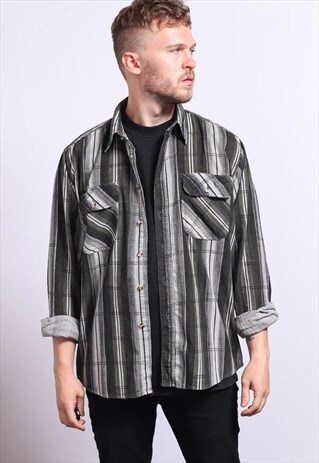 VINTAGE CORDUROY CORD STRIPED SHIRT