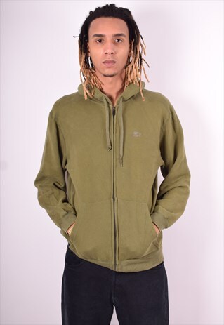 STARTER MENS VINTAGE HOODIE JACKET MEDIUM KHAKI 90'S