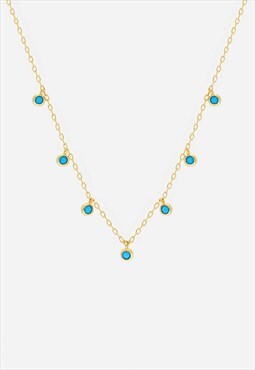 Gold Dangle Choker or Necklace With Turquoise Stones