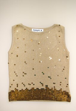 80s Embroidered Sequins Top 