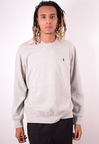 POLO RALPH LAUREN MENS VINTAGE SWEATSHIRT JUMPER XL GREY 90S