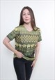 90S PULLOVER FLOWERS BLOUSE, VINTAGE SHORT SLEEVE SUMMER TOP